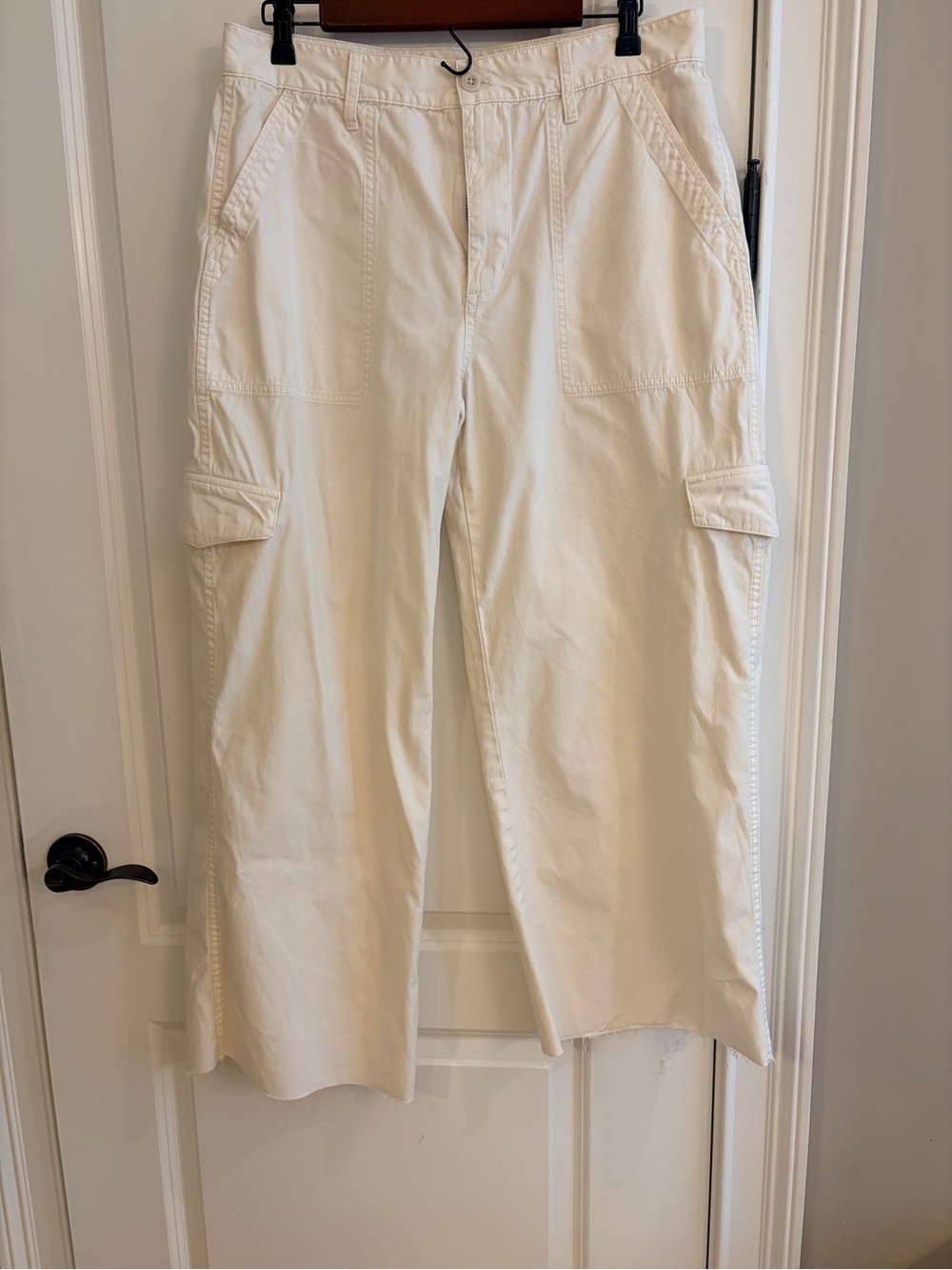 Madewell Cream Cargo Pants Size 16 Wide Leg Utility Cotton Blend